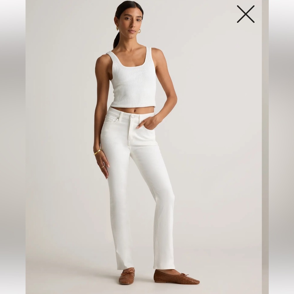 Quince Bella Stretch Kick Flare Jeans-White